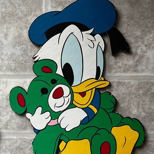 Decoração de parede vintage de pato Donald e ursinho de pelúcia
