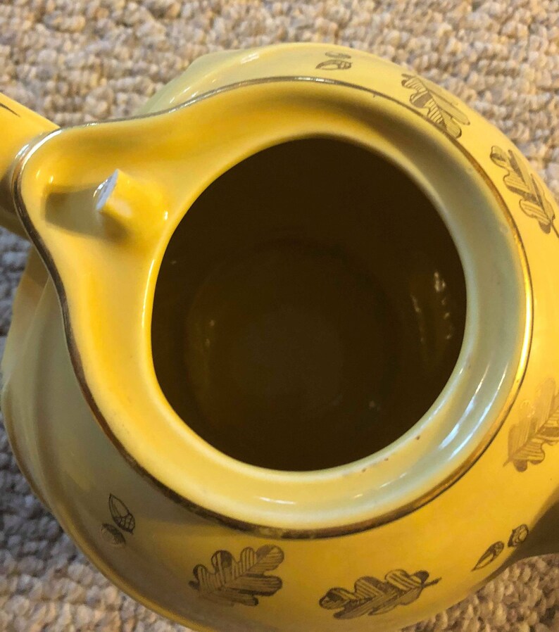 Vintage Hall Yellow Teapot 0799 Acorn / Oak Pattern 6 Cup Etsy