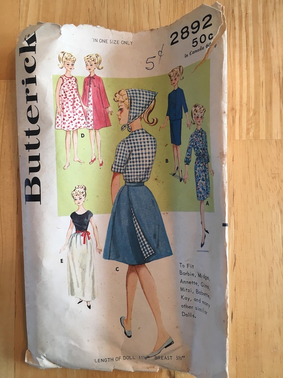 Butterick Vintage Pattern # 4329 A NEW Fashion Doll Barbie Clothes