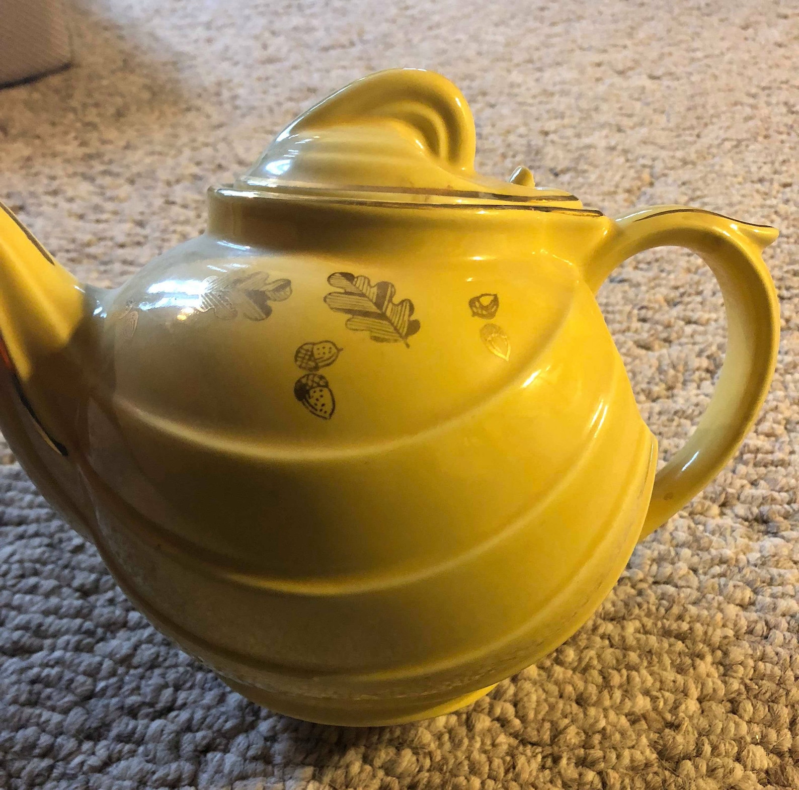 Vintage Hall Yellow Teapot 0799 Acorn / Oak Pattern 6 Cup Etsy