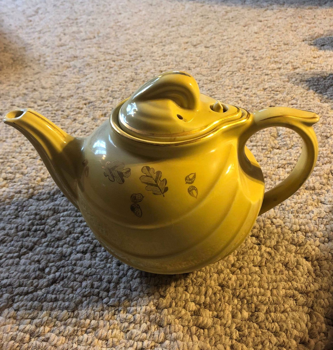 Vintage Hall Yellow Teapot 0799 Acorn / Oak Pattern 6 Cup Etsy
