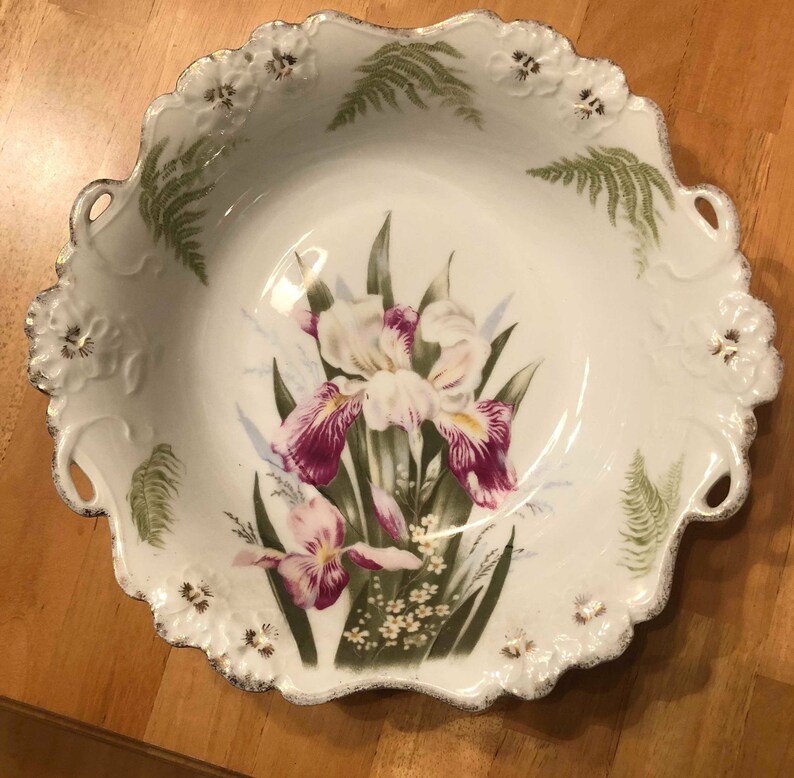 Antique RC Rosenthal Bavaria Hand Painted Serving Bowl Iris Etsy