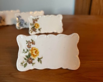 shafford white porcelain floral name place card holder