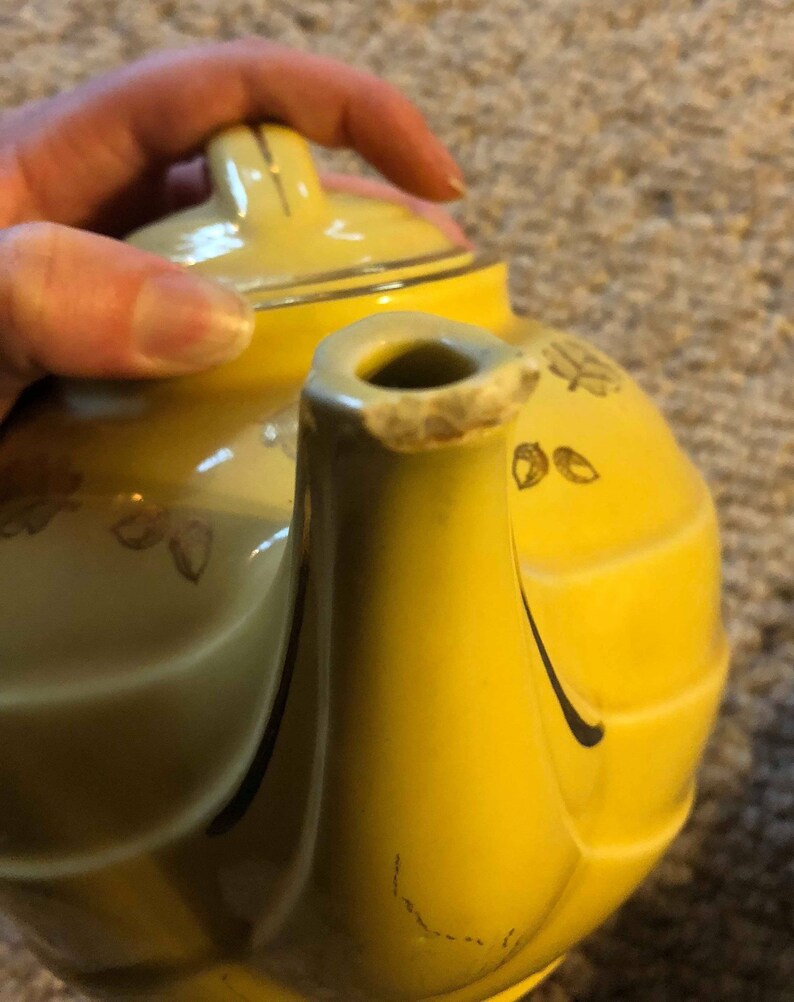 Vintage Hall Yellow Teapot 0799 Acorn / Oak Pattern 6 Cup Etsy