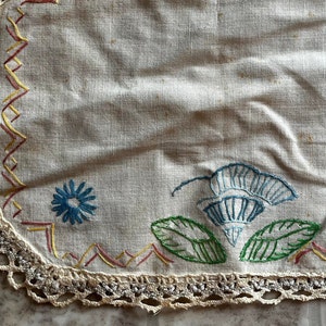 Hand Embroidered  Linen 12 x 8