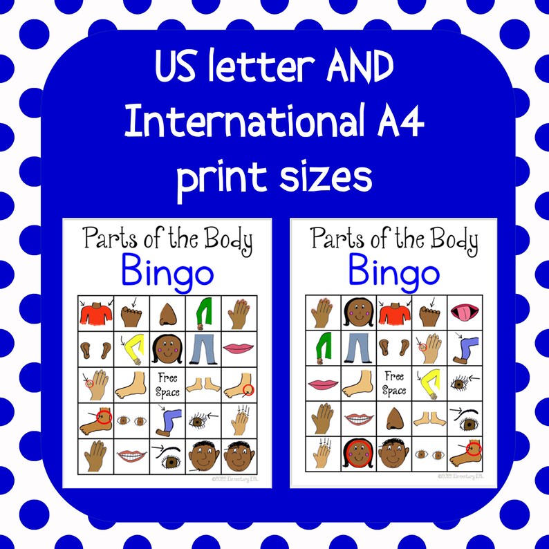 Body Parts Bingo Cards for ESL/ELL/ELD & Speech Set of 30 Parts of the
