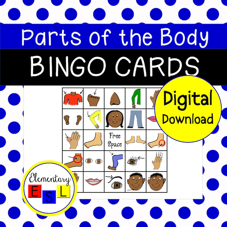 Body Parts Bingo Cards for ESL/ELL/ELD & Speech Set of 30 Parts of the