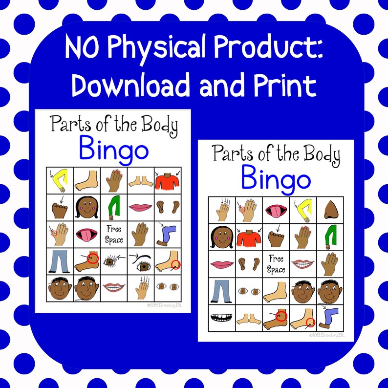 Body Parts Bingo Cards for ESL/ELL/ELD & Speech Set of 30 Parts of the
