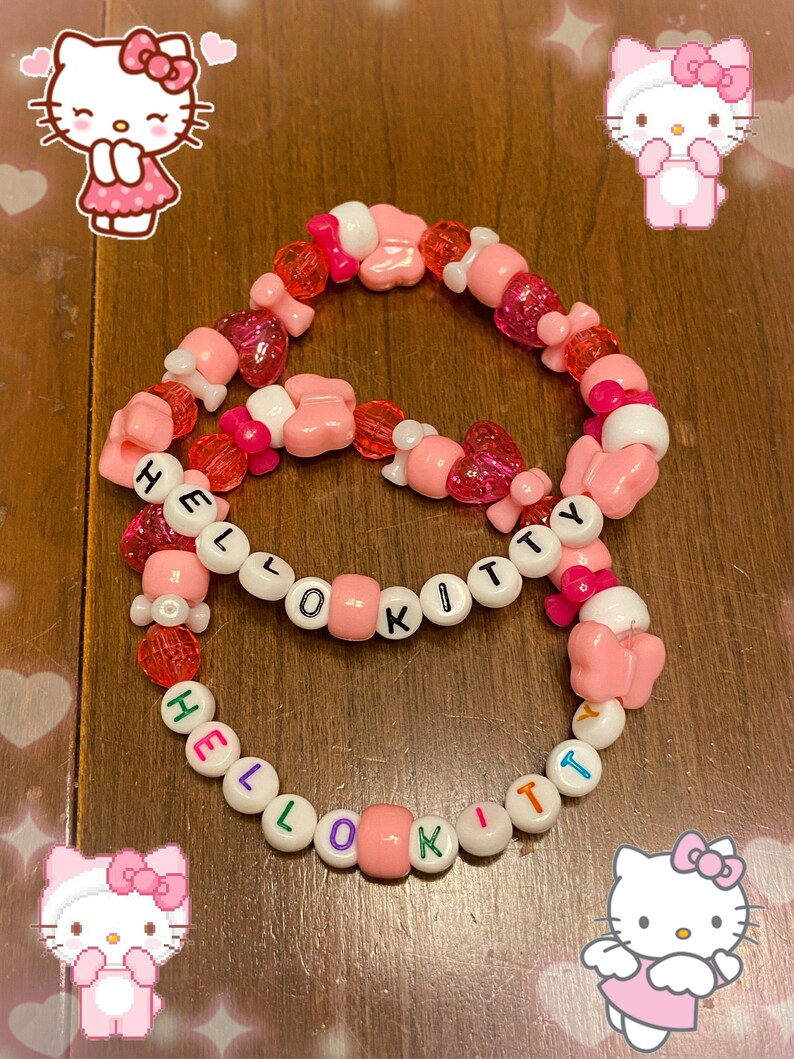Hello Kitty Inspired Beaded Bracelets / Kandi Bracelets - Etsy