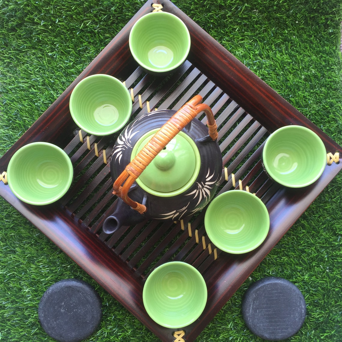 Modern Handmade Ceramic Tea Set With Bamboo Handle and Elegant Etsy