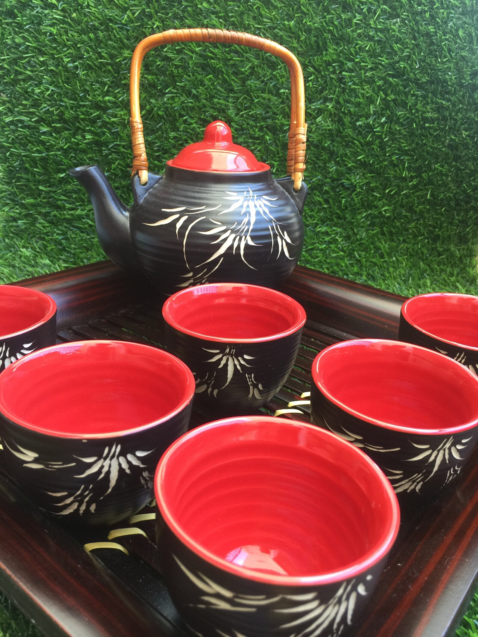 Modern Handmade Ceramic Tea Set With Bamboo Handle and Elegant Etsy