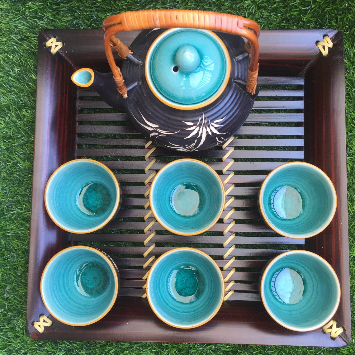 Modern Handmade Ceramic Tea Set With Bamboo Handle and Elegant Etsy