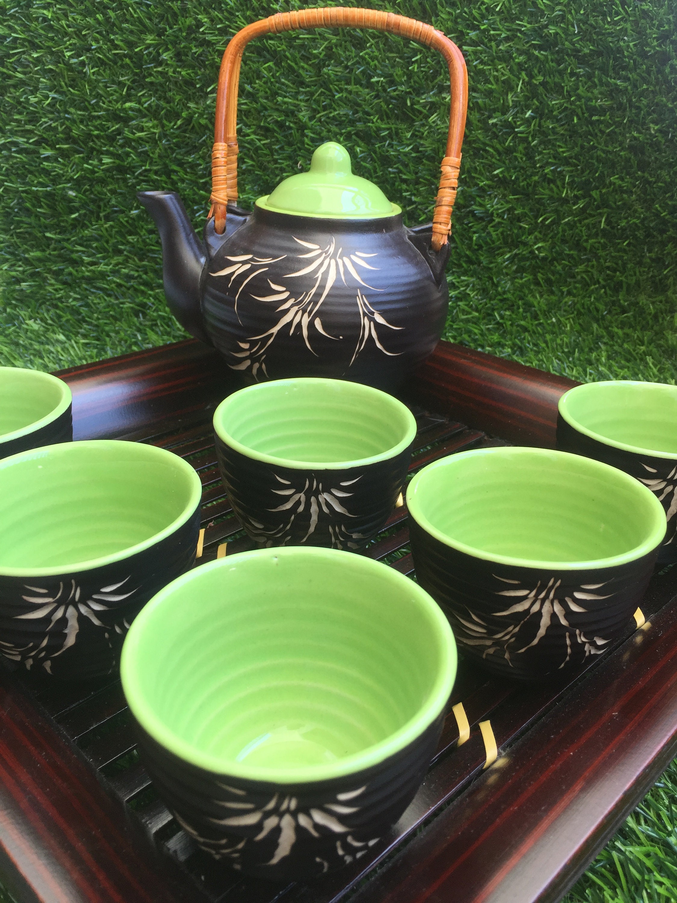 Modern Handmade Ceramic Tea Set With Bamboo Handle and Elegant Etsy