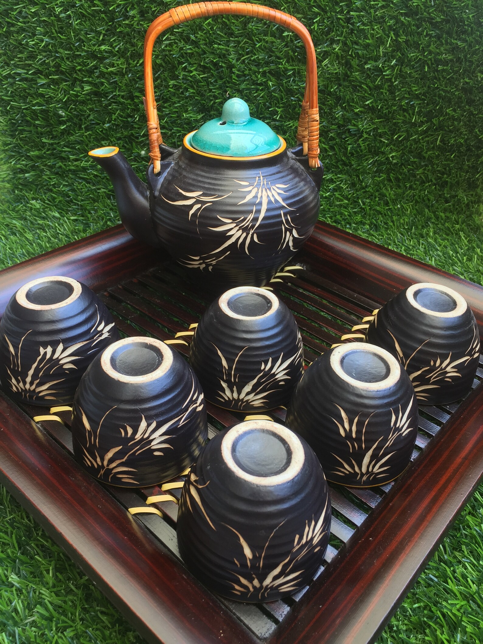 Modern Handmade Ceramic Tea Set With Bamboo Handle and Elegant Etsy