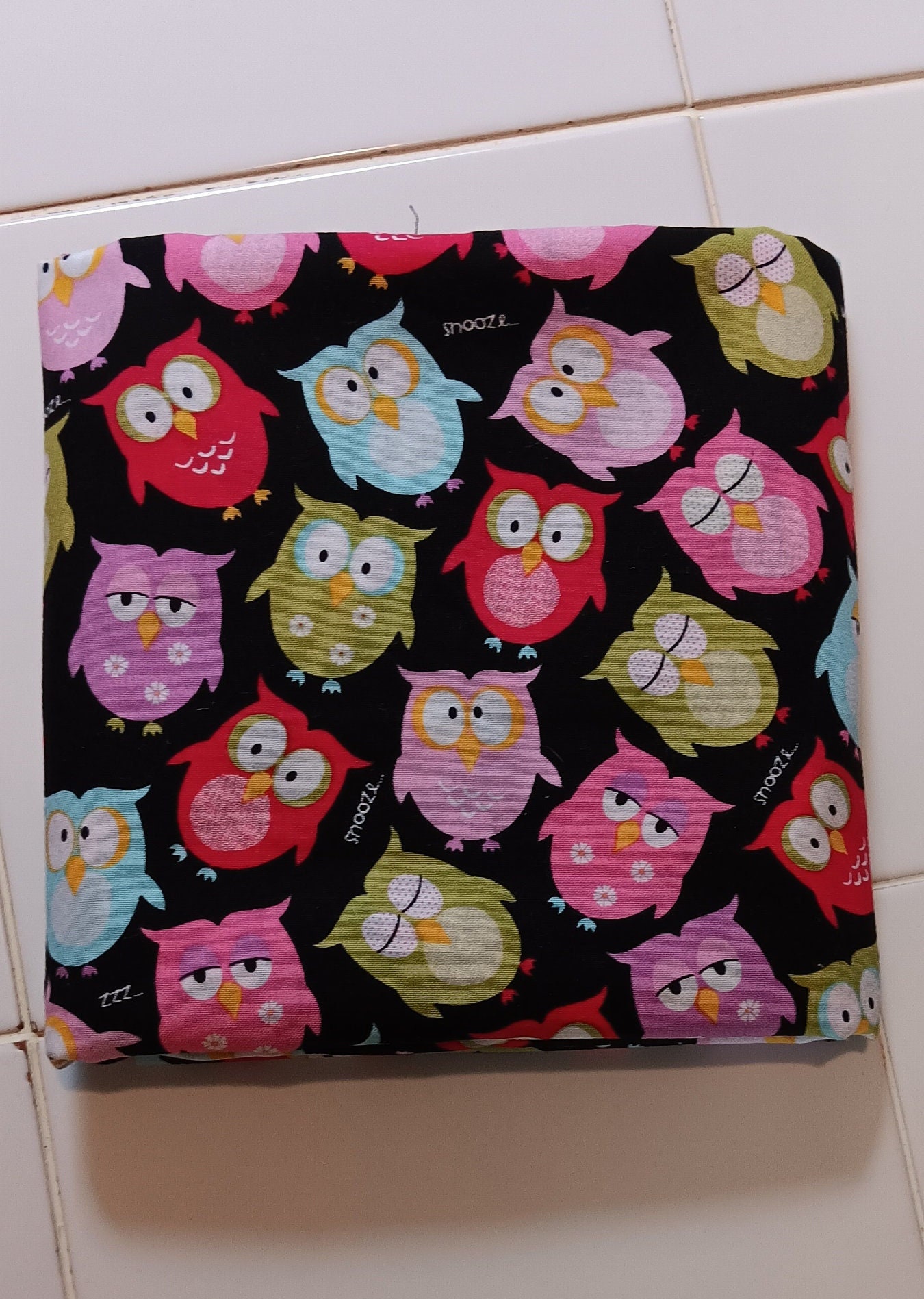 Owl Fabric - Cute, Sleepy Owls - 100% Cotton - Fabric by the Yard - 1.5 Yards - High Quality - Sewin