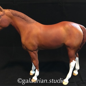 Custom Breyer QH Yearling - Matte chestnut, glossed eyes/nostrils/hooves.