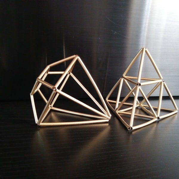 Set of 2 Himmeli Geometric Diamond and Pyramid decor,gold, silver, ornaments,hanging,Home decor,modern,Himmeli sculpture,modern design