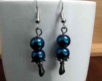 Electric Blue Ceramic Bead Earrings: Double Take