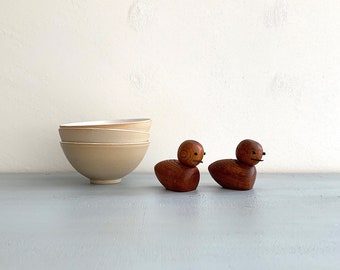 Teak salt and pepper shakers, teak ducks, 60s