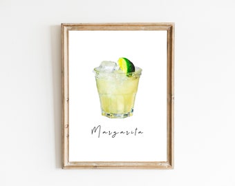 Margarita Watercolor Print, Digital Print, Instant Download