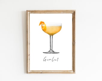 Gimlet Watercolor Print, Digital Print, Instant Download