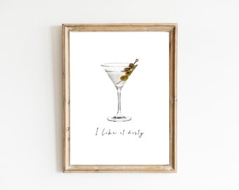 Dirty Martini Watercolor Print, Digital Print, Instant Download