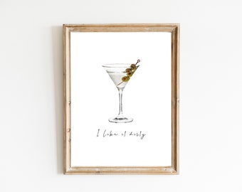 Dirty Martini Watercolor Print, Digital Print