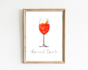 Aperol Spritz Cocktail Print, Digital Print, Instant Download