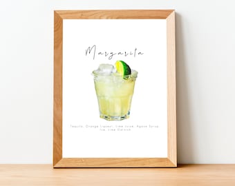 Margarita Recipe Print, Digital Print, Instant Download