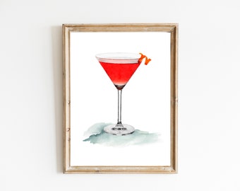Cosmopolitan Martini Cocktail Print, Digital Print, Instant Download