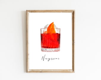 Negroni Cocktail Print, Digital Print, Instant Download