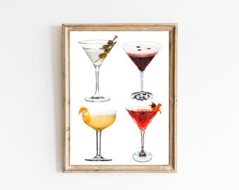 Martini Watercolor Print, Digital Print, Instant Download