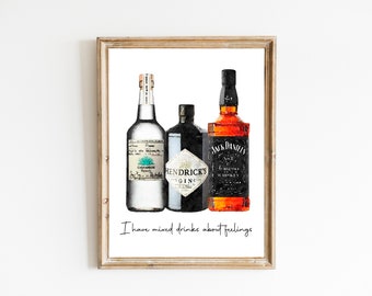 Mixed Drinks Watercolor Print, Digital Print, Instant Download