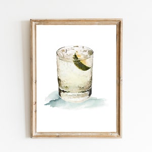 Gin-Tonic Aquarel Print, Bar Cart Print, PRINTABLE, Digitale Print, Cocktail Print