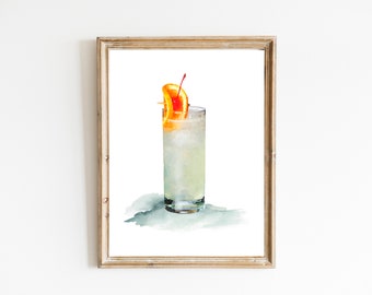 Tom Collins Cocktail Print, Digital Print, Instant Download