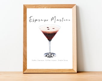 Espresso Martini Cocktail Recipe Print, Digital Print, Instant Download