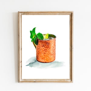 Moscow Mule Cocktail Print, Digital Print