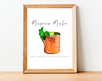 Moscow Mule Cocktail Recipe Print, Digital Print, Instant Download