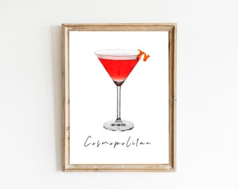 Cosmopolitan Martini Cocktail Print, Digital Print, Instant Download
