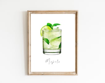 Mojito Cocktail Print, Digital Print, Instant Download