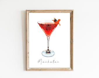Manhattan Cocktail Print, Digital Print, Instant Download