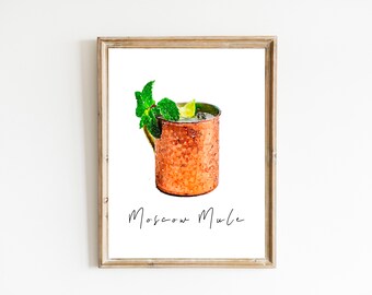 Moscow Mule Cocktail Print, Digital Print, Instant Download