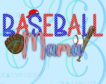 Baseball mama Stars & stripes png- digital file