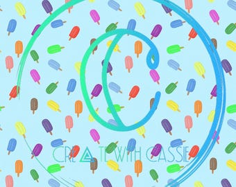 Popsicle (watercolor) seamless pattern DIGITAL FILE PNG