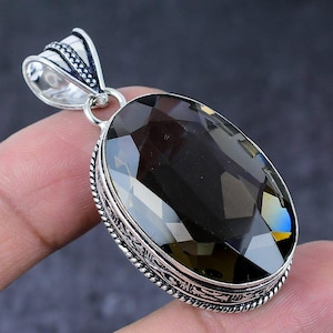 Smoky Quartz Pendant, 925 Sterling Silver Gemstone Pendant Necklace, Oval Cut Smokey Quartz Handmade Jewelry, Gift For Her, Anniversary Gift