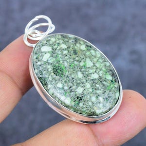 Banded Green Opal Pendant Necklace, Natural Green Opal Pendant, Green Opal Bezel Pendant, Opal Jewelry, Anniversary Gift, Gift For Her-Him