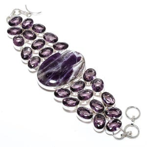 Chevron Amethyst Bracelet, Amethyst Bracelet, Adjustable Bracelet, 925 Sterling Silver Gemstone Bracelet, Minimalist Bracelet For Her-Him