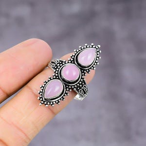 Natural Pink Chalcedony Ring, 925 Sterling Silver Gemstone Ring, Handmade Silver Chalcedony Ring, Pink Stone Ring, Anniversary Gift For Her