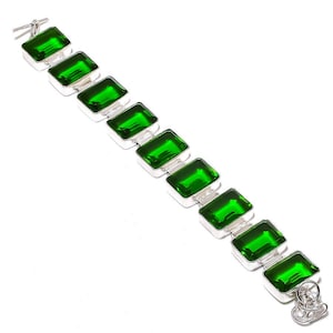 Pulsera de peridoto, pulsera minimalista de plata de ley 925, pulsera de peridoto hecha a mano con cadena de plata, pulsera ajustable con piedra de nacimiento de agosto