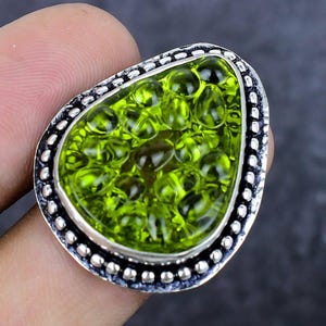 Raw Moldavite Ring, 925 Sterling Silver Gemstone Ring, Pear Shape Moldavite Ring, Meteorite Ring, Moldavite Jewelry, Birthday Gift For Her